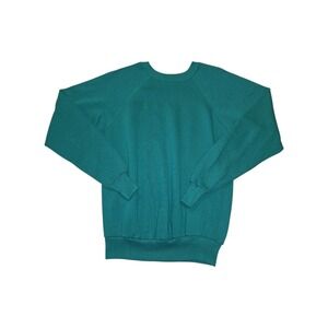 Pannill Vintage Made USA Sweatshirt Green Teal Blank Raglan Crew 80s 90s XL